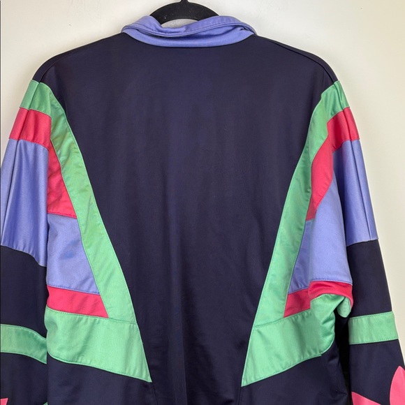 Vintage retro Adidas tracksuit jacket | M | Navy/Pink/green 90s rare Trefoil - Picture 7 of 9